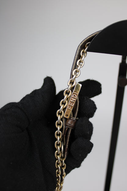 Fendi Leather 2-Way Chain Strap Baguette Bag