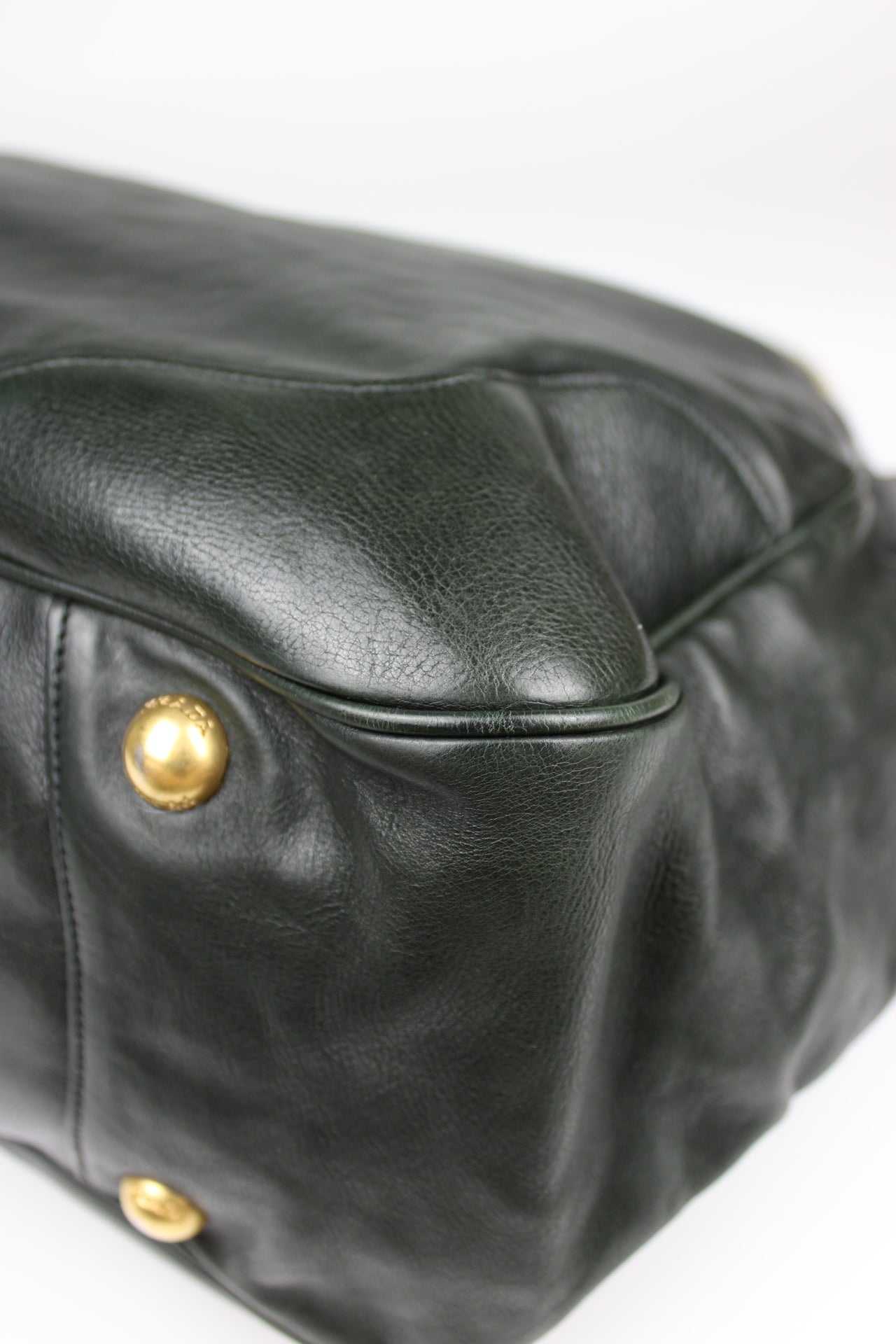 Prada Glacé Calfskin Leather Dark Green Hobo Bag 2007