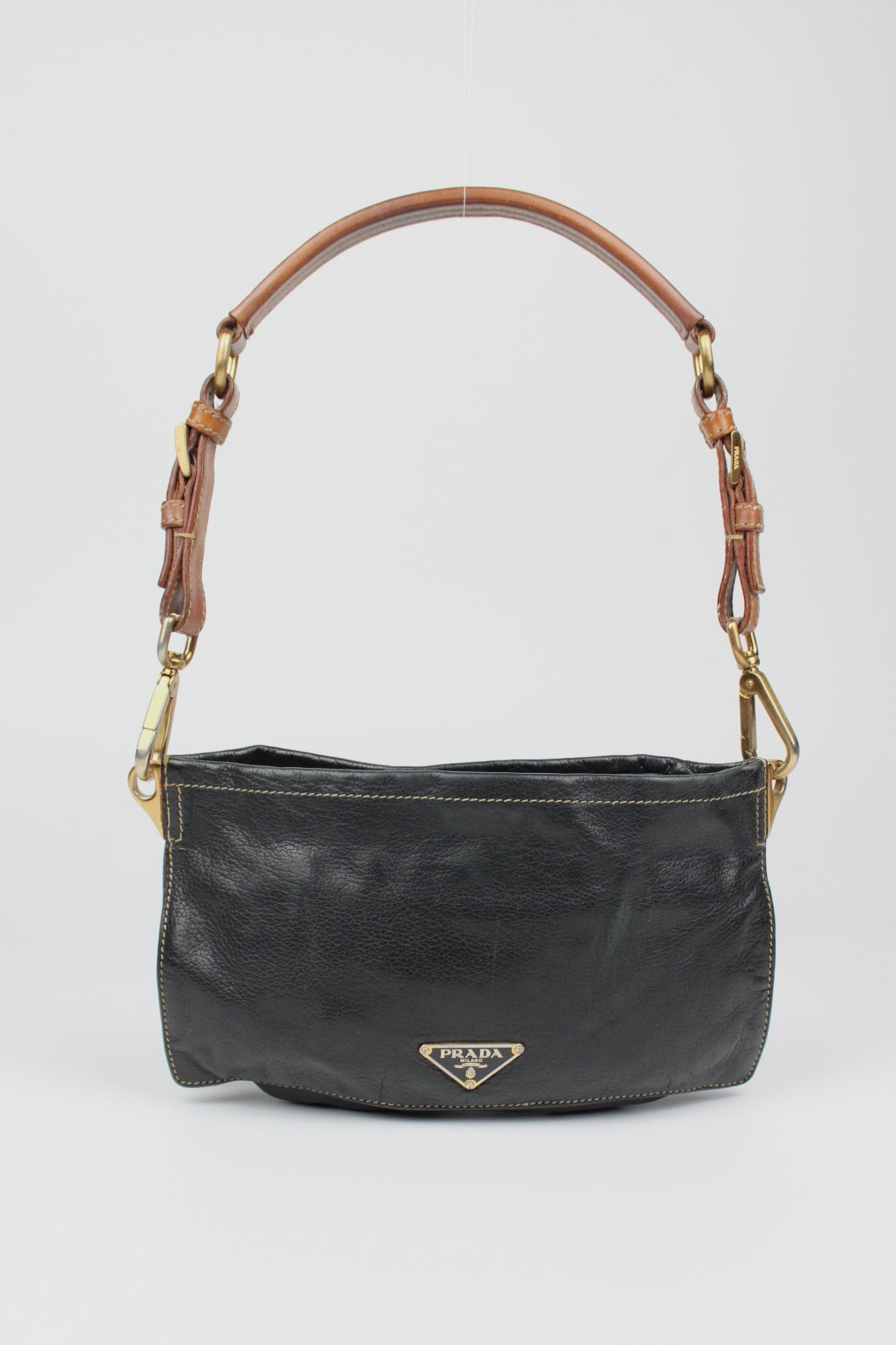 Pre-owned Prada Leather Navy Shoulder Pochette Bag