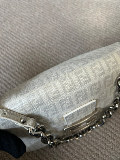 Fendi Zucchino Chain Strap Mini Baguette Bag