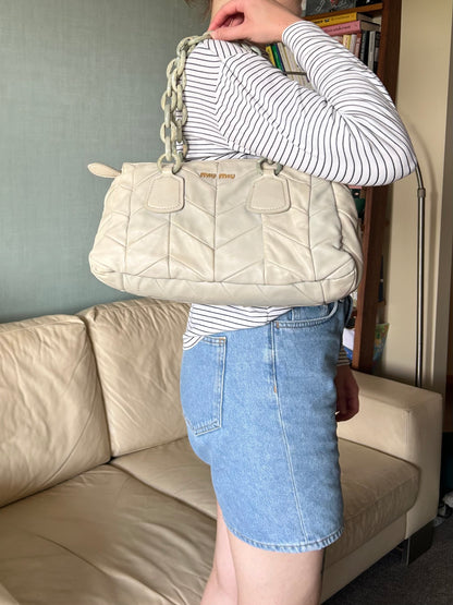 Miu Miu Leather Marbled Strap Shoulder Bag