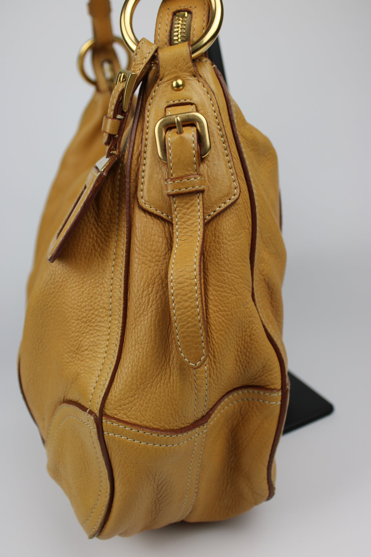 Prada Cervo Leather Hobo Bag