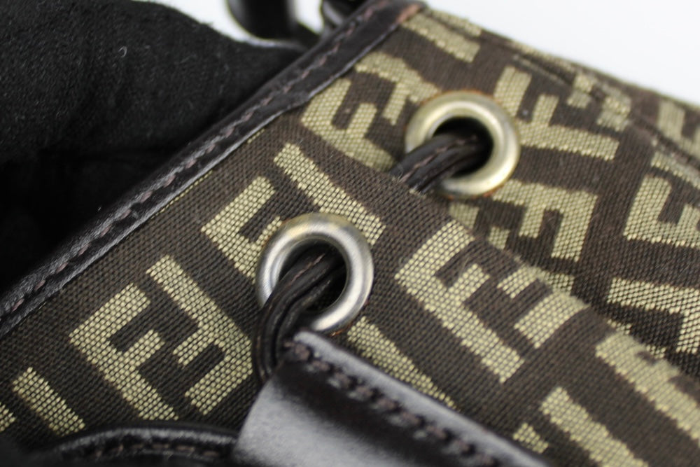 Fendi Zucchino Drawstring Baguette Bag