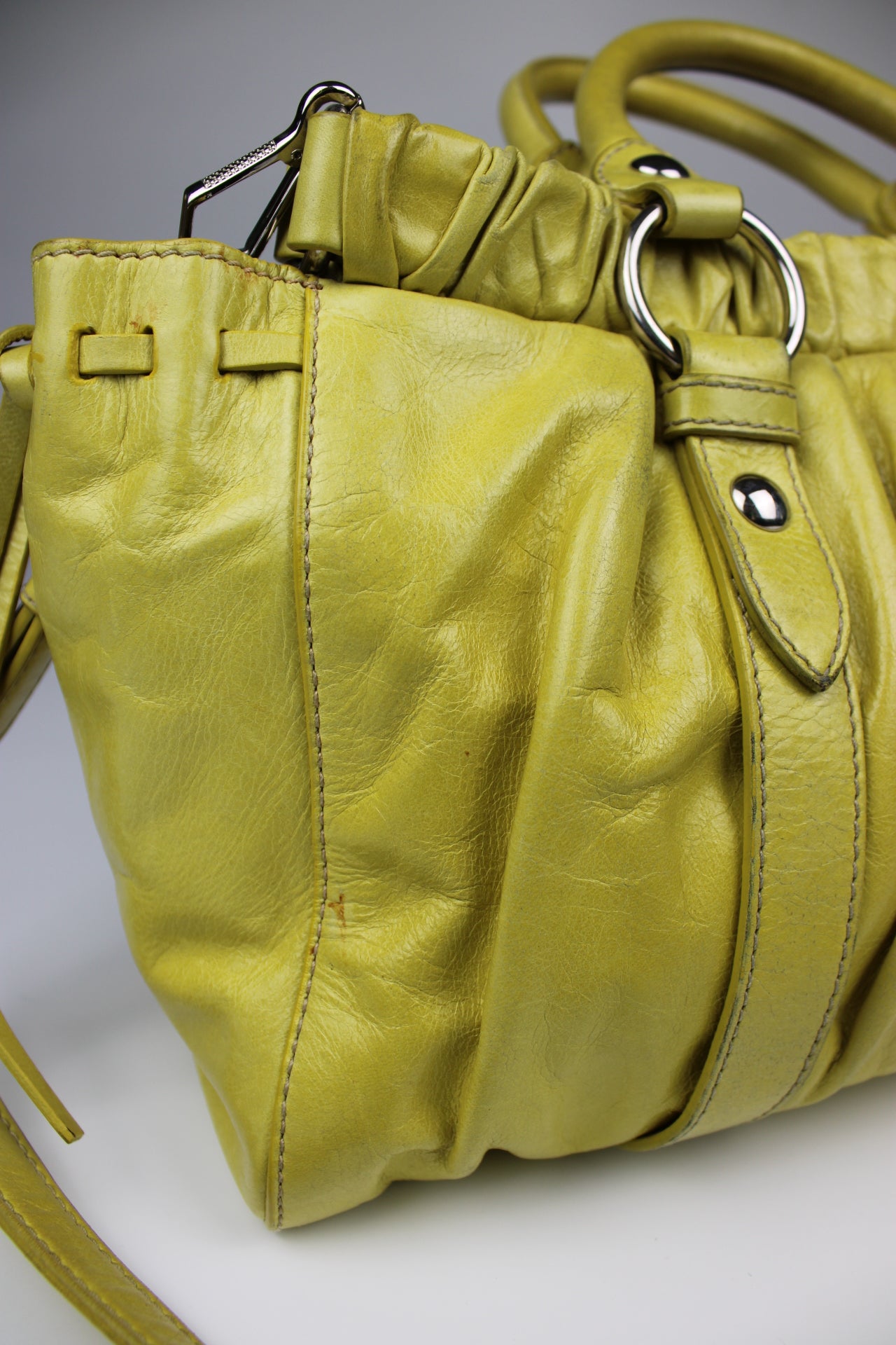 Miu Miu Yellow Vitello 2-Way Bag