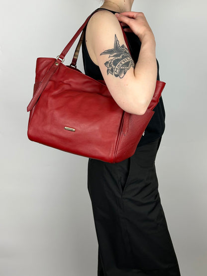 Burberry Leather Canterbury Tote Bag Red