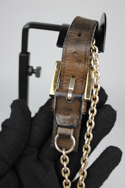 Fendi Leather 2-Way Chain Strap Baguette Bag