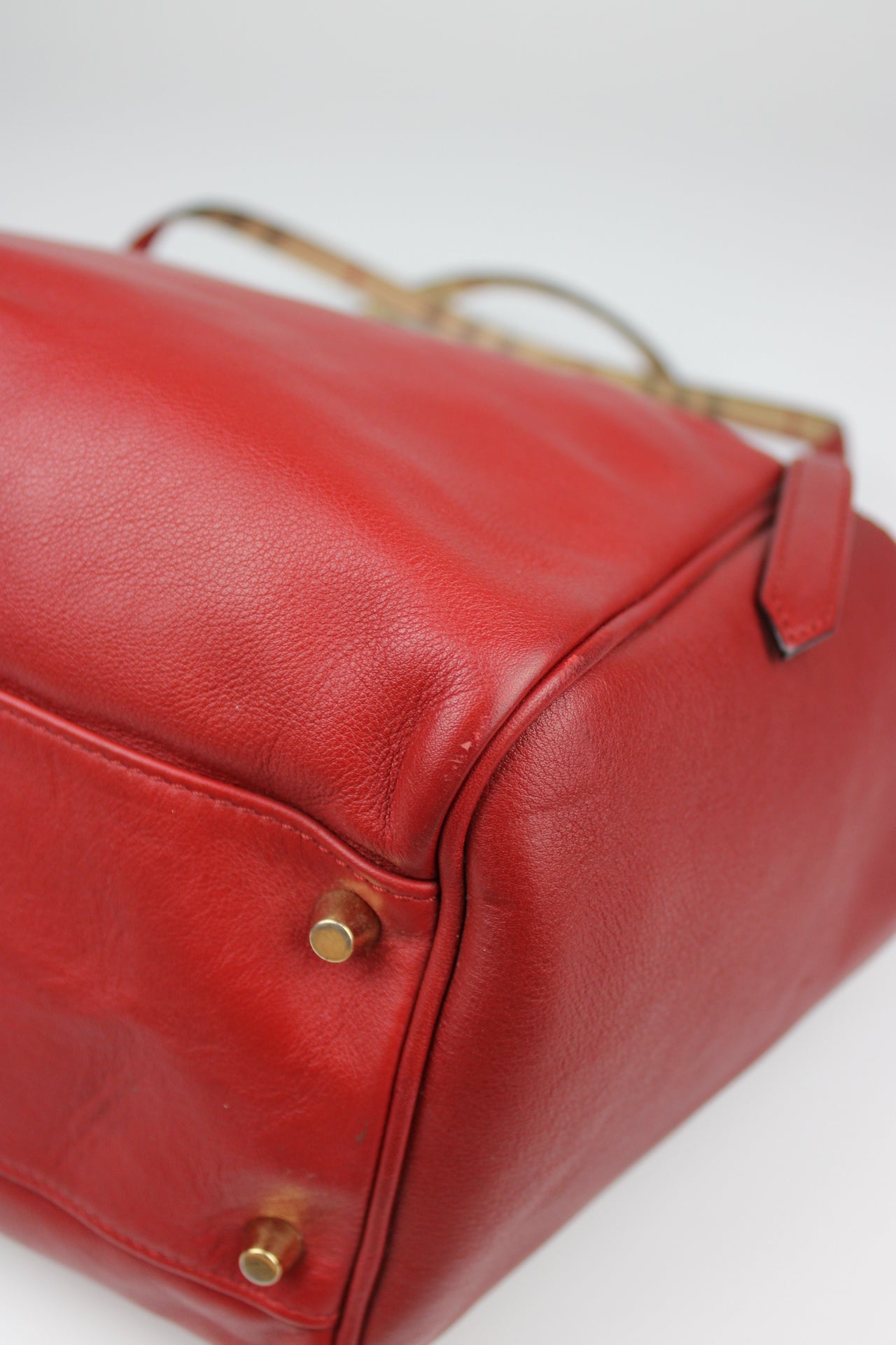 Burberry Leather Canterbury Tote Bag Red