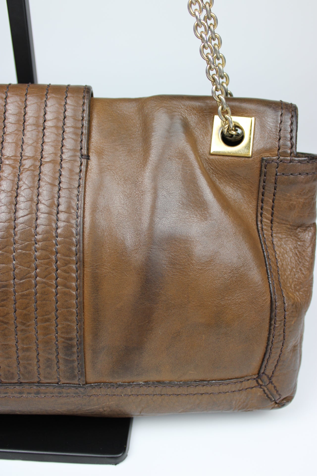 Fendi Leather 2-Way Chain Strap Baguette Bag