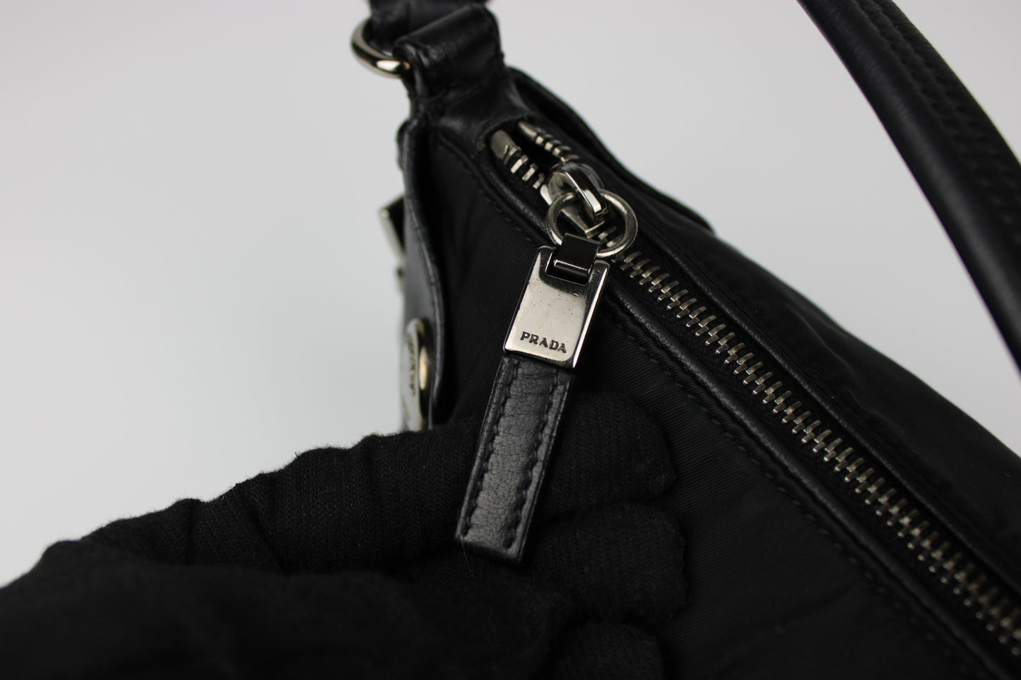 Prada Nylon & Leather Shoulder Bag