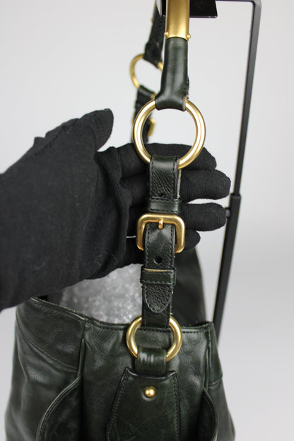 Prada Glacé Calfskin Leather Dark Green Hobo Bag 2007