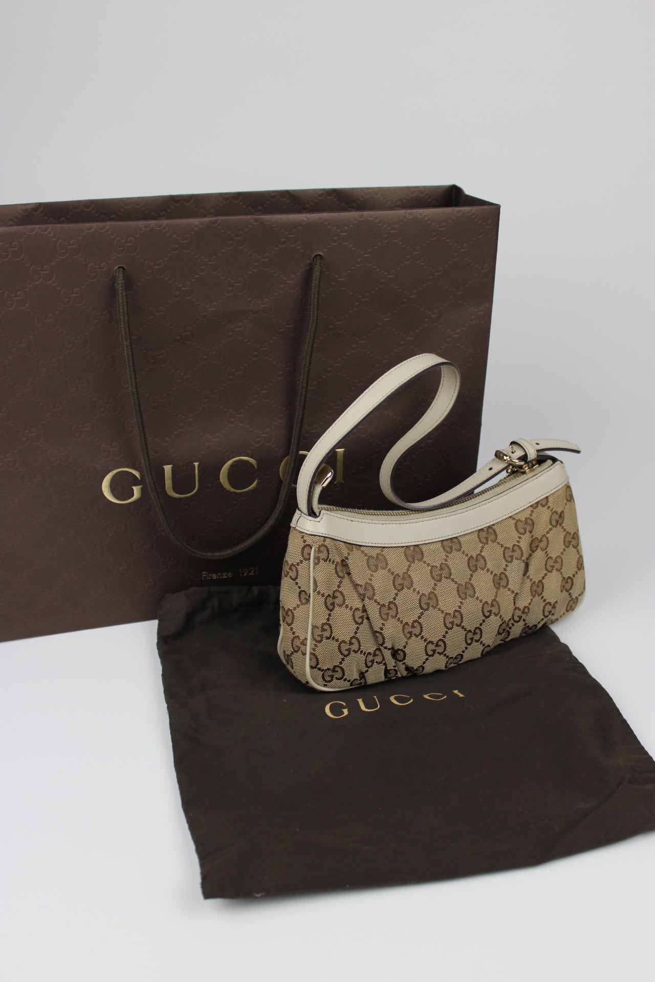 Gucci Monogram Interlocking GG Heart Charm Pochette Bag