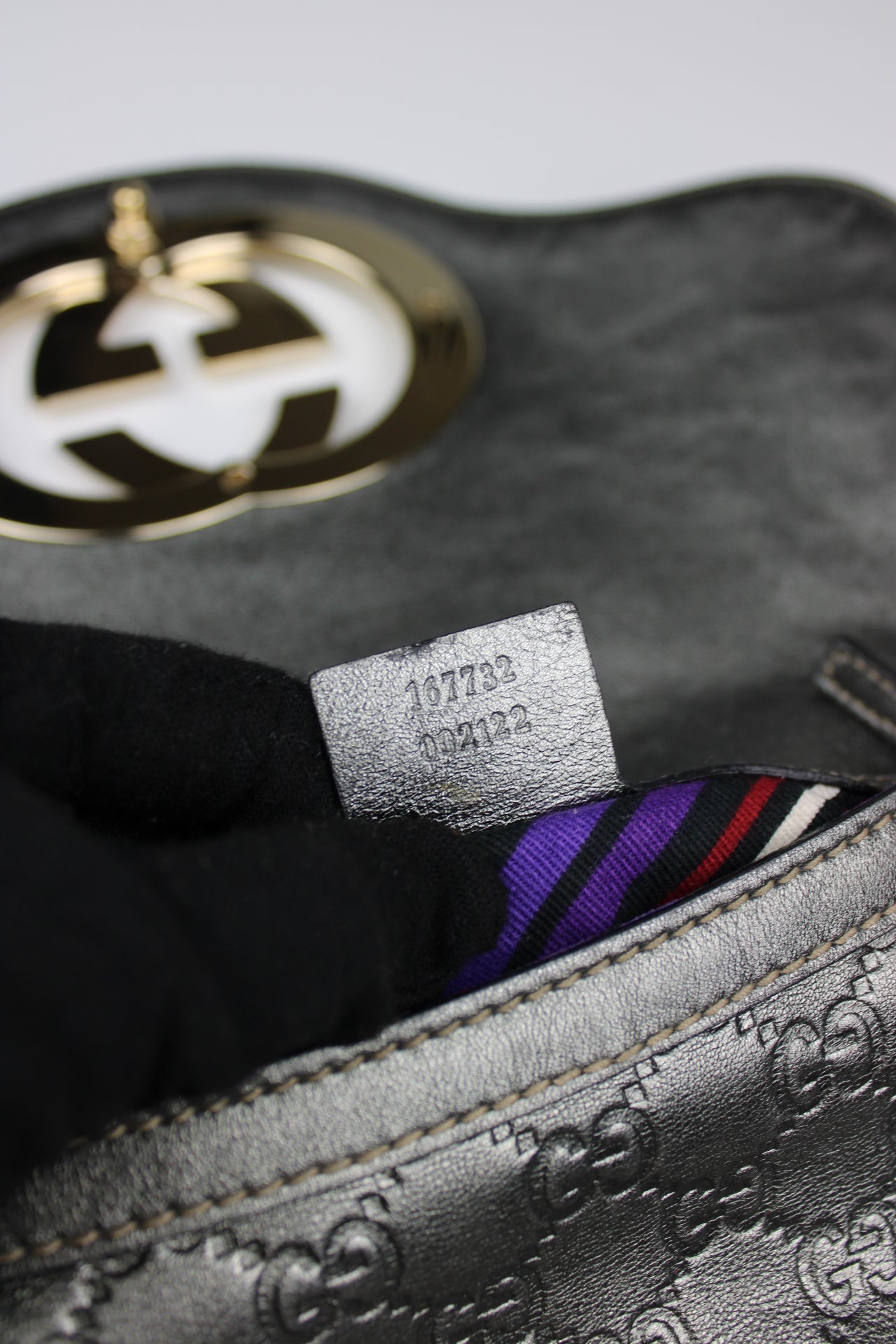 Gucci Guccissima Metallic Silver Leather Britt Hobo Bag