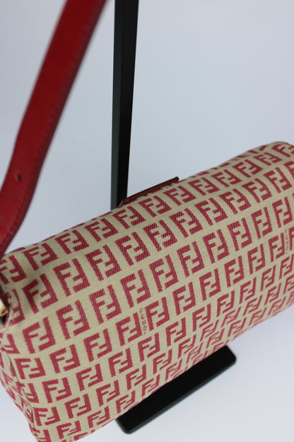 Fendi Zucchino Red Baguette Bag