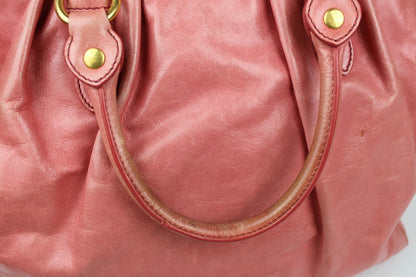 Pre-owned Miu Miu Vitello Lux Pink 2-Way Tote Bag