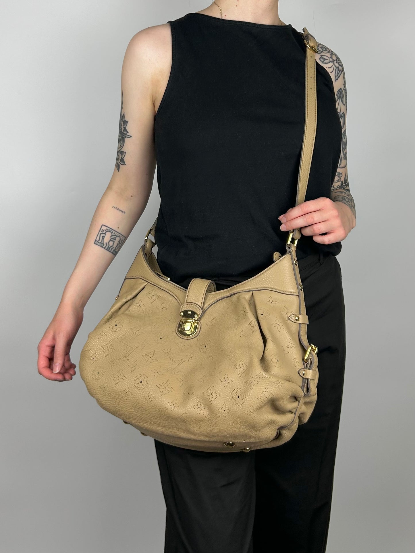 Louis Vuitton Leather Mahina Biscuit Monogram 2-Way Bag 2009