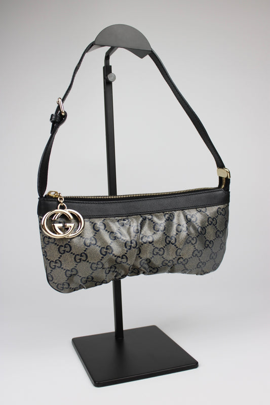 Gucci Monogram Charm Patent Pochette Bag