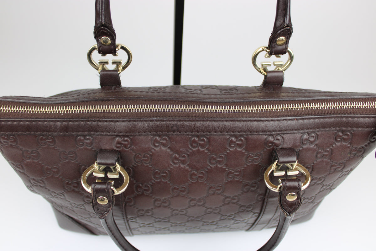 Pre-owned Gucci Guccissima Monogram Leather Heart Interlocking GG Tote Bag