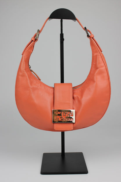 Fendi Leather Croissant Baguette Bag Coral