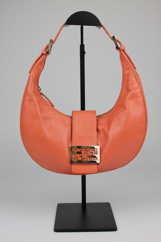 Fendi Leather Croissant Baguette Bag Coral