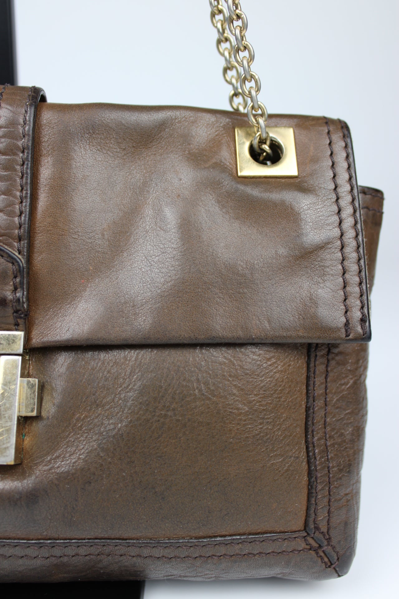 Fendi Leather 2-Way Chain Strap Baguette Bag