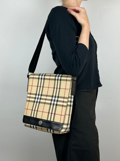 Pre-owned Burberry Nova Check Messenger Bag 2003