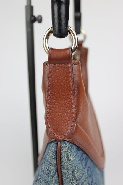Gucci Monogram Denim Bamboo Bag (Restored)