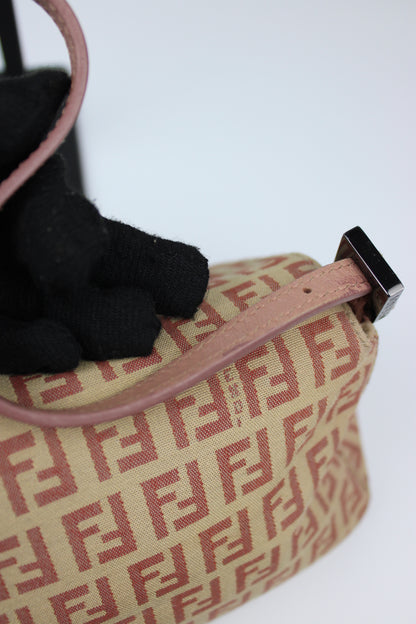 Pre-owned Fendi Zucchino Mini Baguette Bag