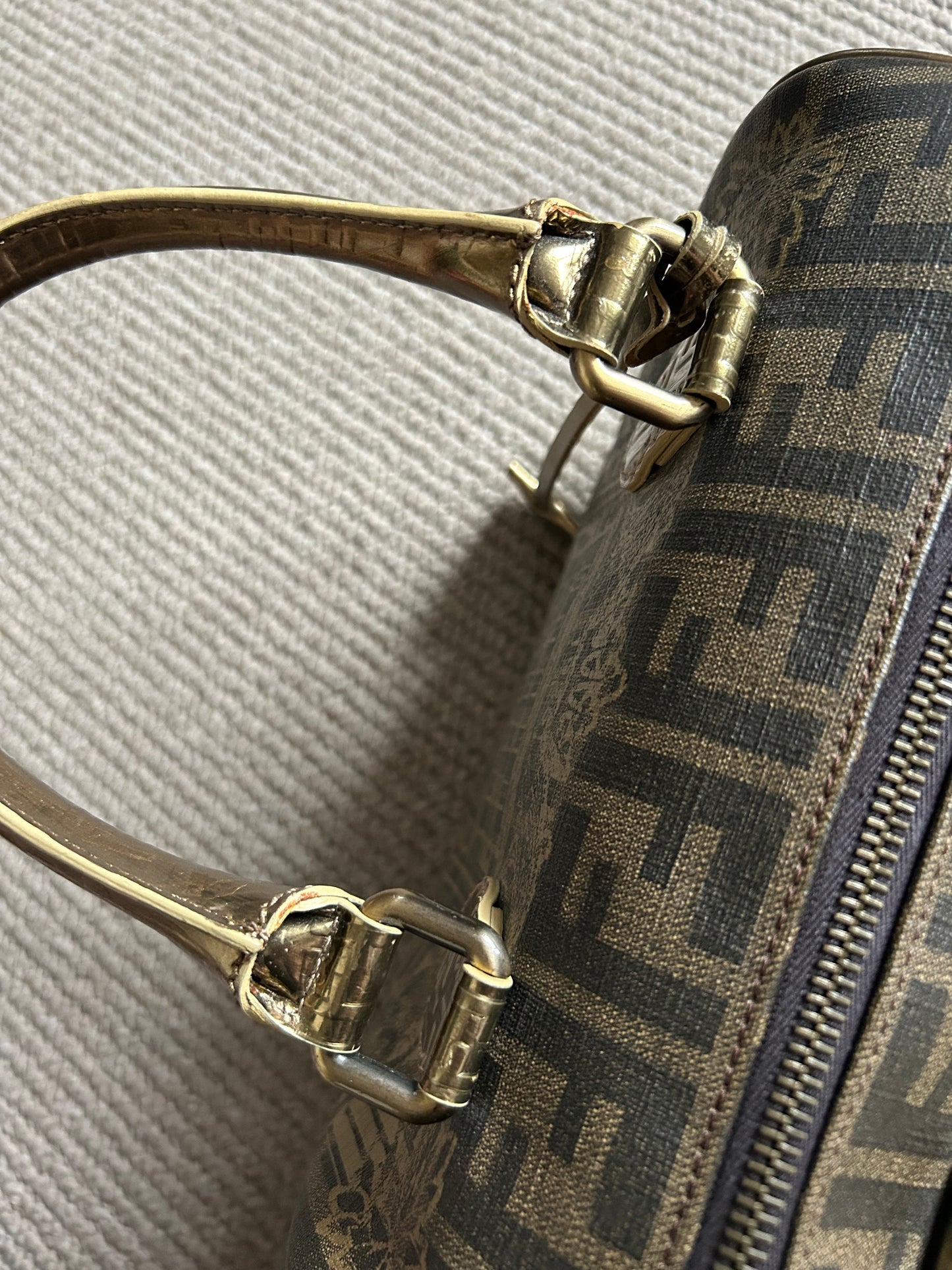 Fendi Zucca Spalmati Palazzo Print Boston Bag 2007