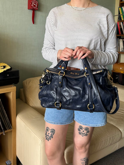 Miu Miu Navy Bow 2-Way Bag
