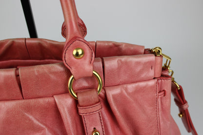 Pre-owned Miu Miu Vitello Lux Pink 2-Way Tote Bag