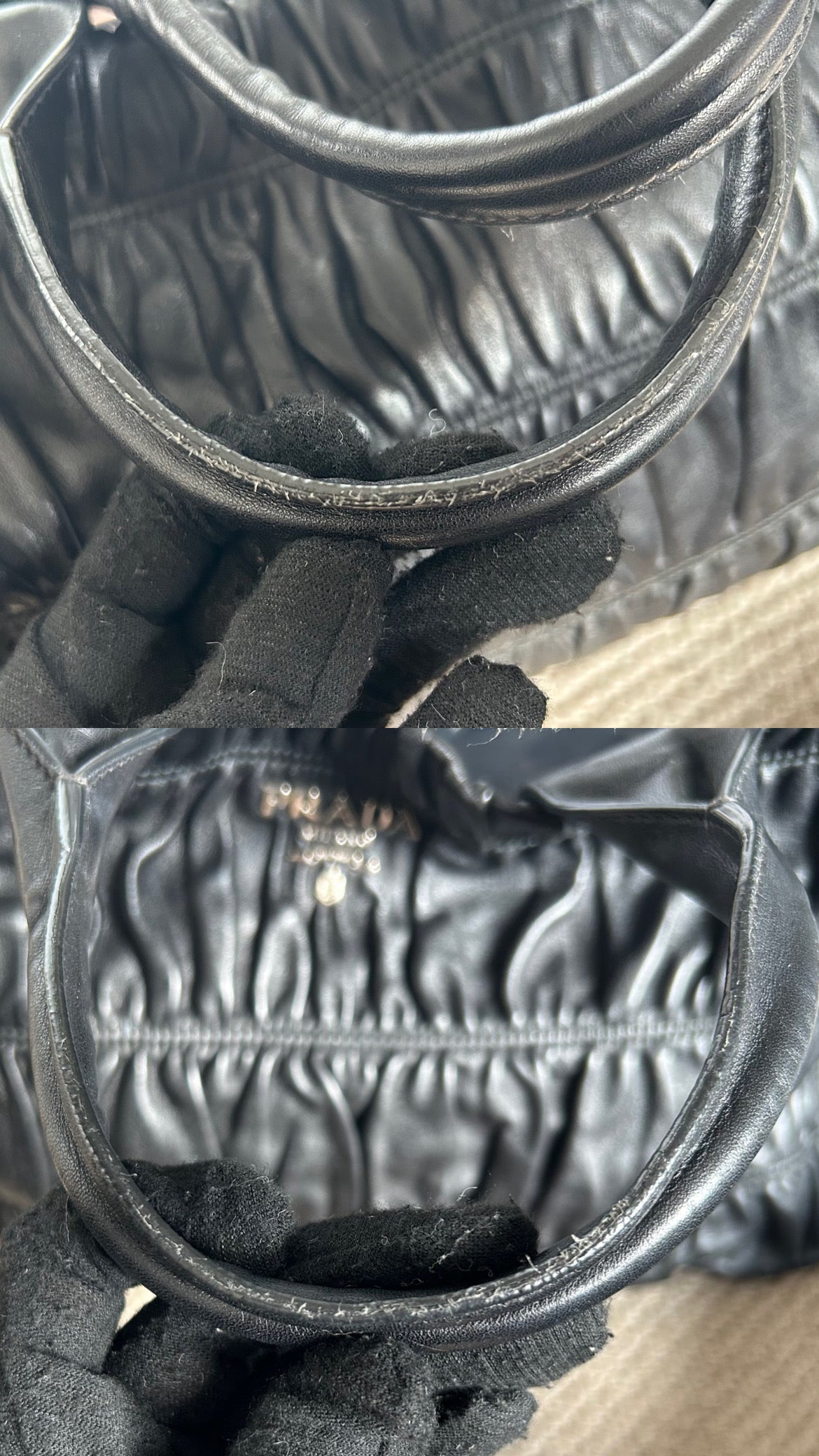 Prada Gaufre Nappa Leather Hobo Tote Bag