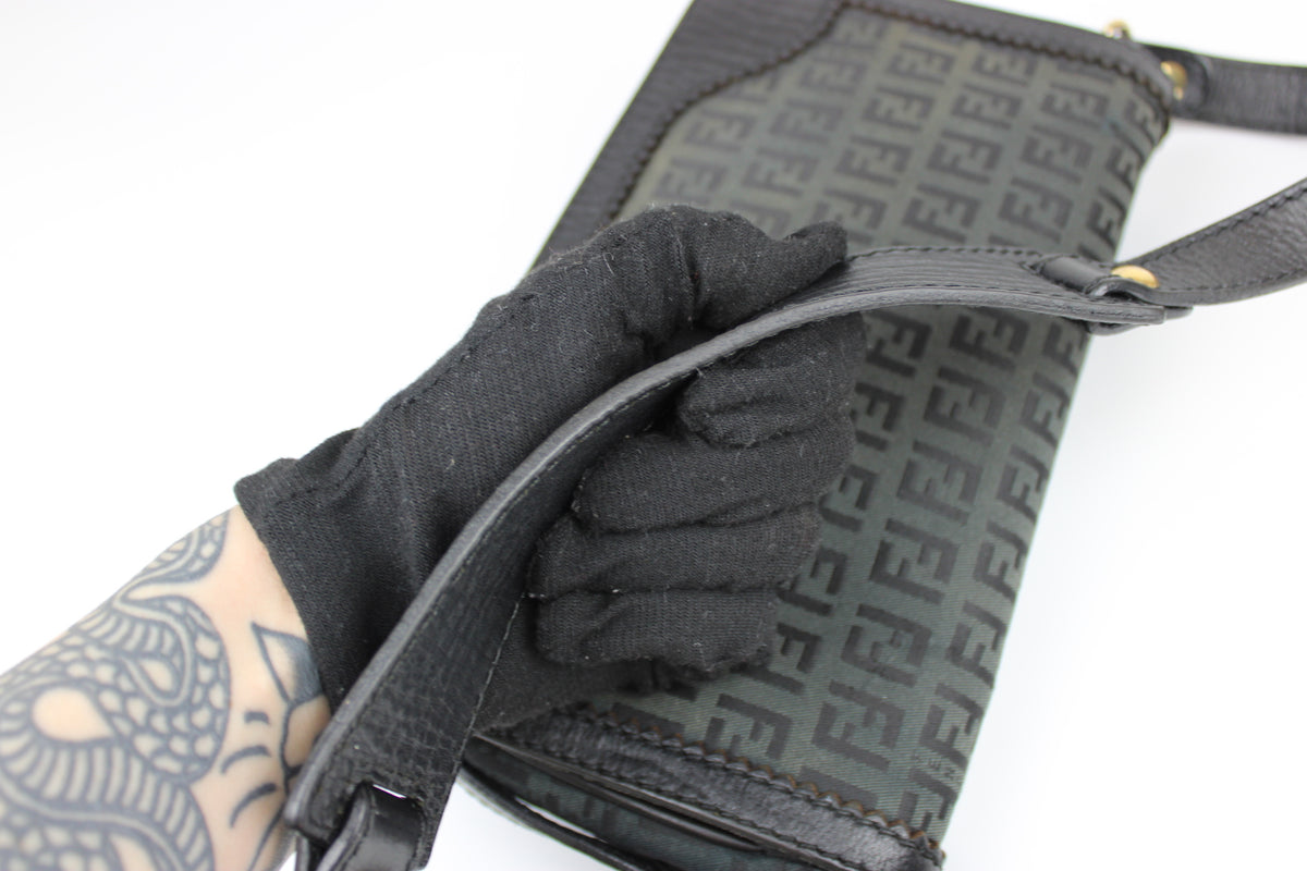 Pre-owned Fendi Zucchino Flap Shoulder Bag