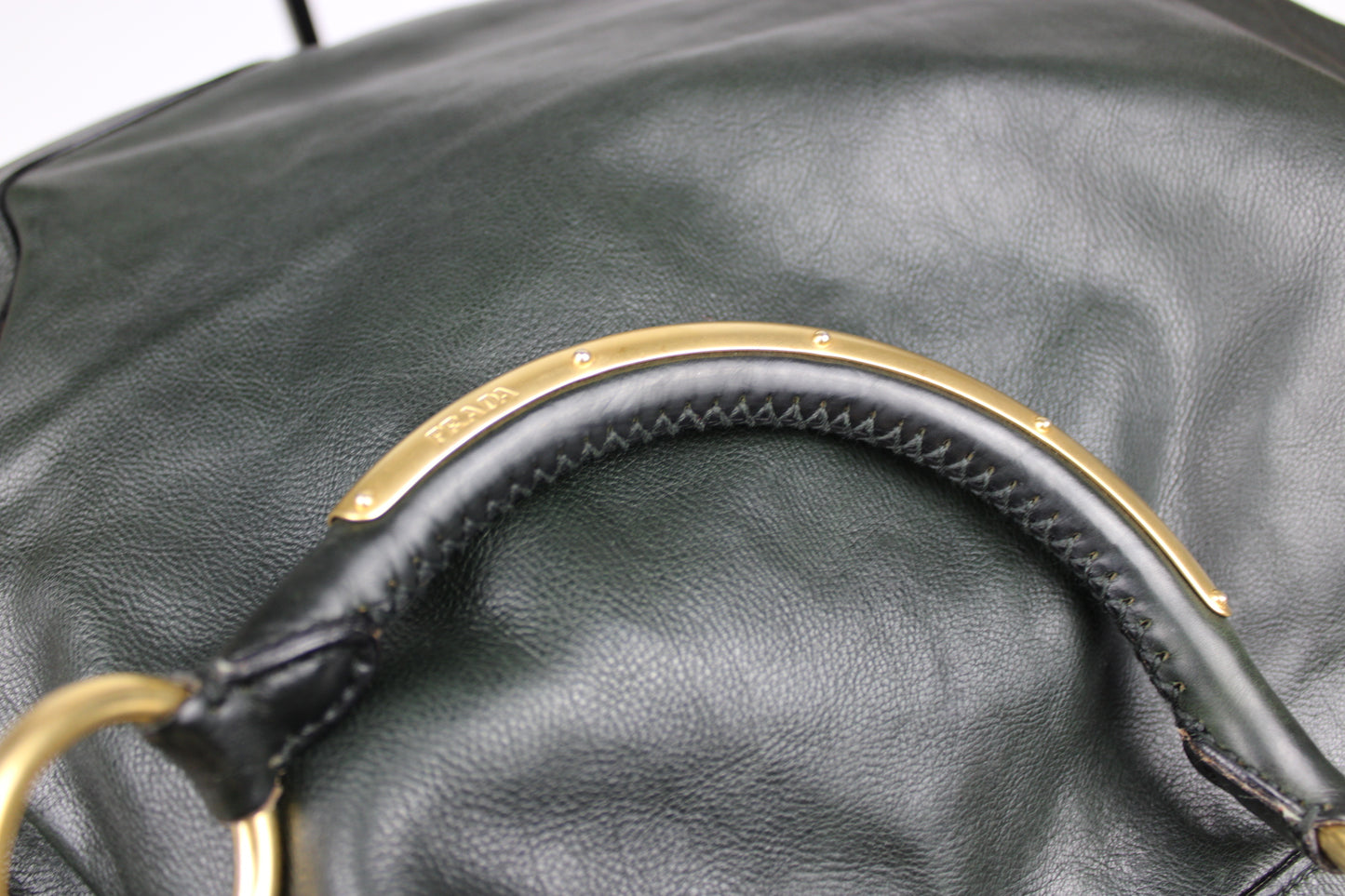 Prada Glacé Calfskin Leather Dark Green Hobo Bag 2007