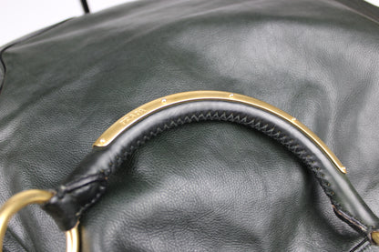 Prada Glacé Calfskin Leather Dark Green Hobo Bag 2007