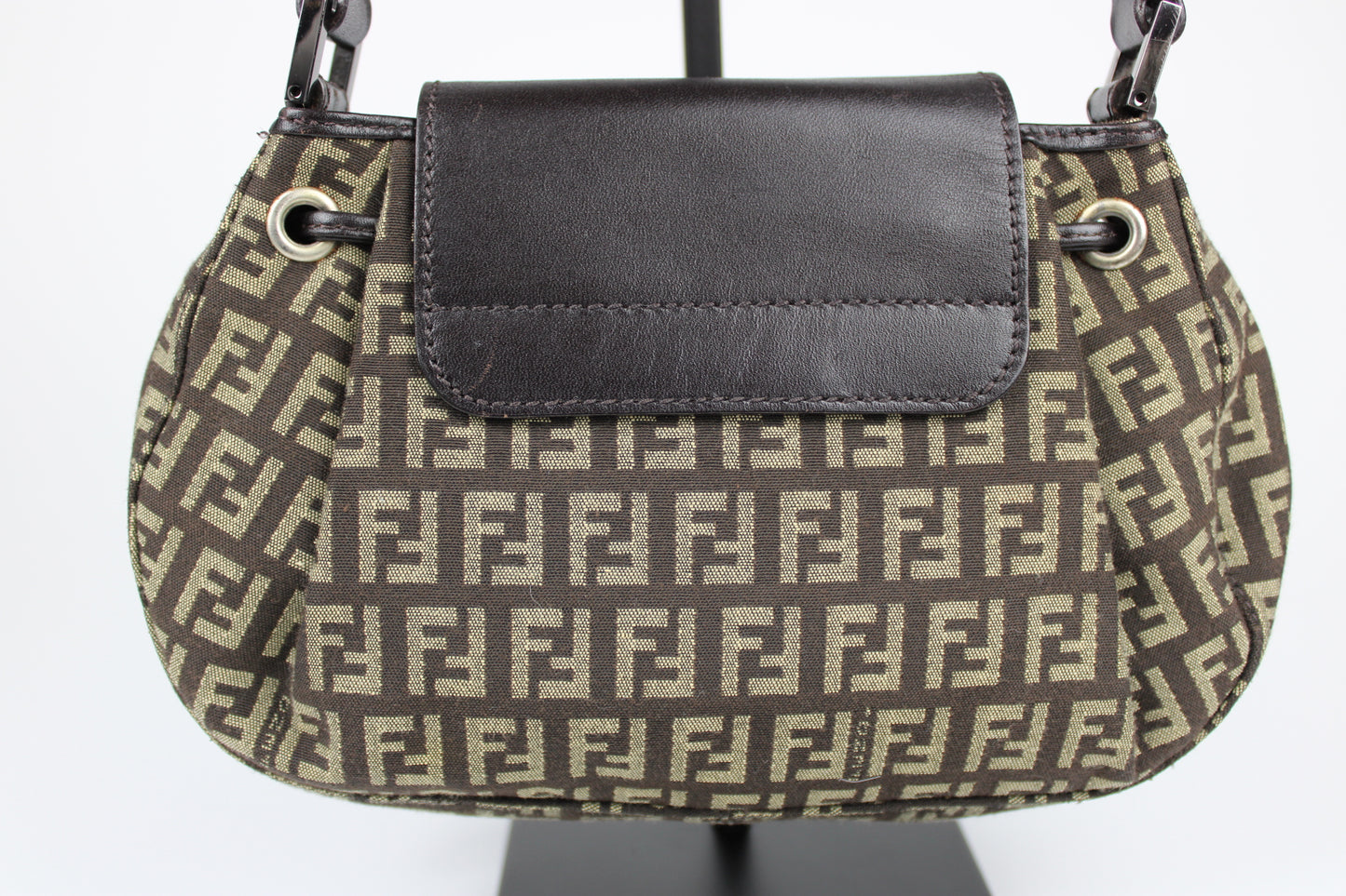 Fendi Zucchino Drawstring Baguette Bag