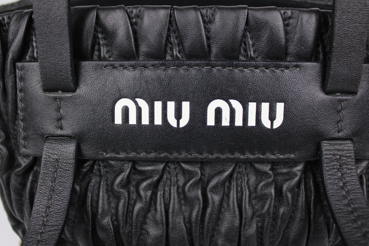 Pre-owned Miu Miu Matelasse Leather and Wicker Bucket Bag