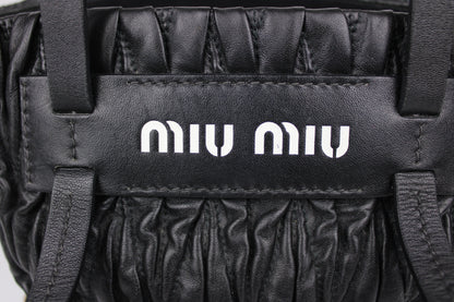 Pre-owned Miu Miu Matelasse Leather and Wicker Bucket Bag