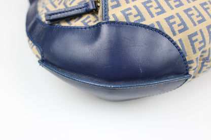 Pre-owned Fendi Zucchino Blue Hobo Shoulder Bag