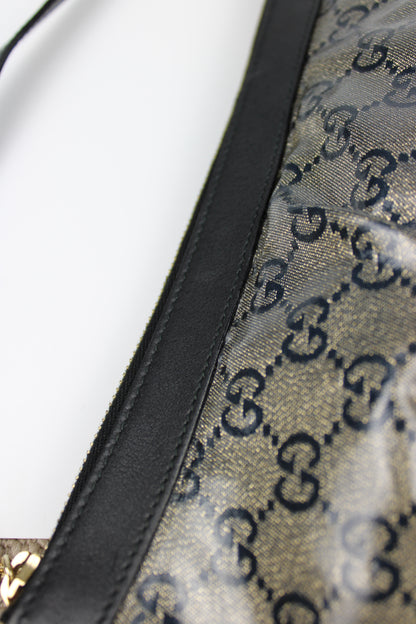 Gucci Monogram Charm Patent Pochette Bag