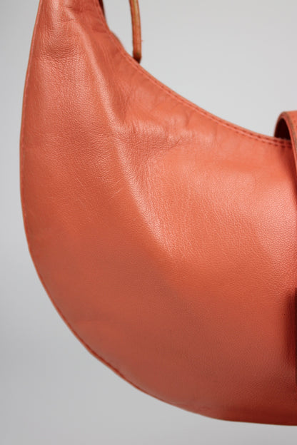 Fendi Leather Croissant Baguette Bag Coral