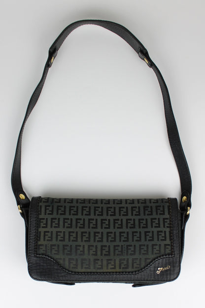 Pre-owned Fendi Zucchino Flap Shoulder Bag