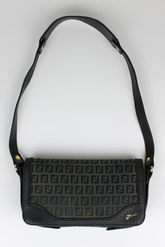 Pre-owned Fendi Zucchino Flap Shoulder Bag