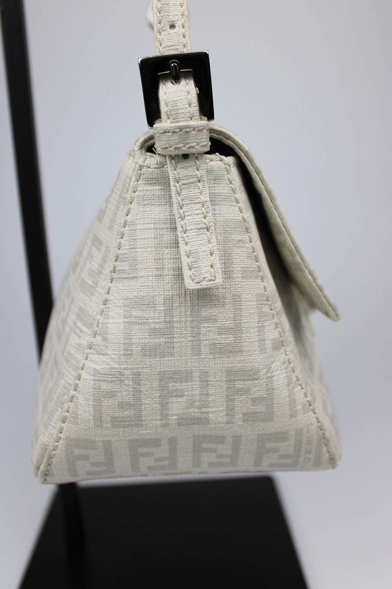 Fendi Zucchino Chain Strap Mini Baguette Bag