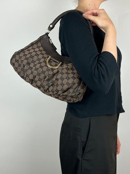 Pre-owned Gucci Monogram Denim Abbey Bag
