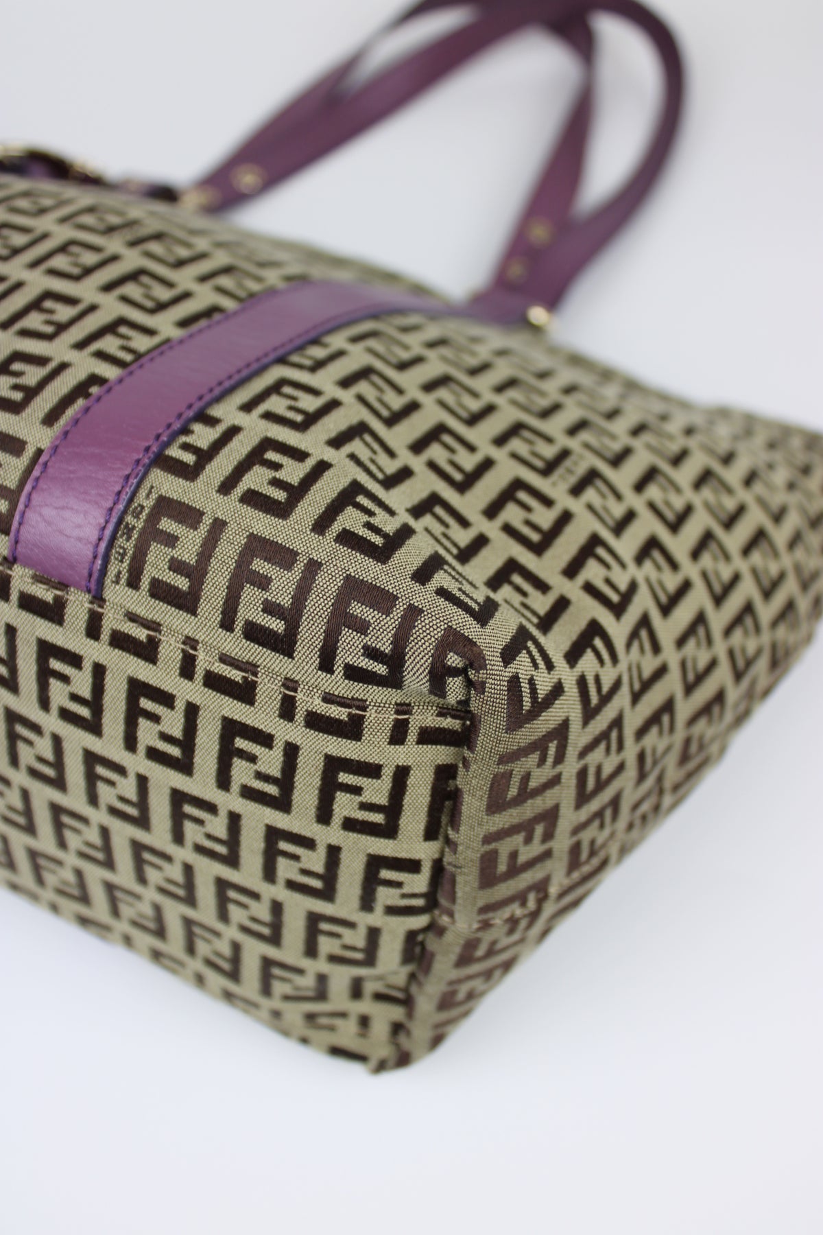 Pre-owned Fendi Zucchino Charm Tote Bag