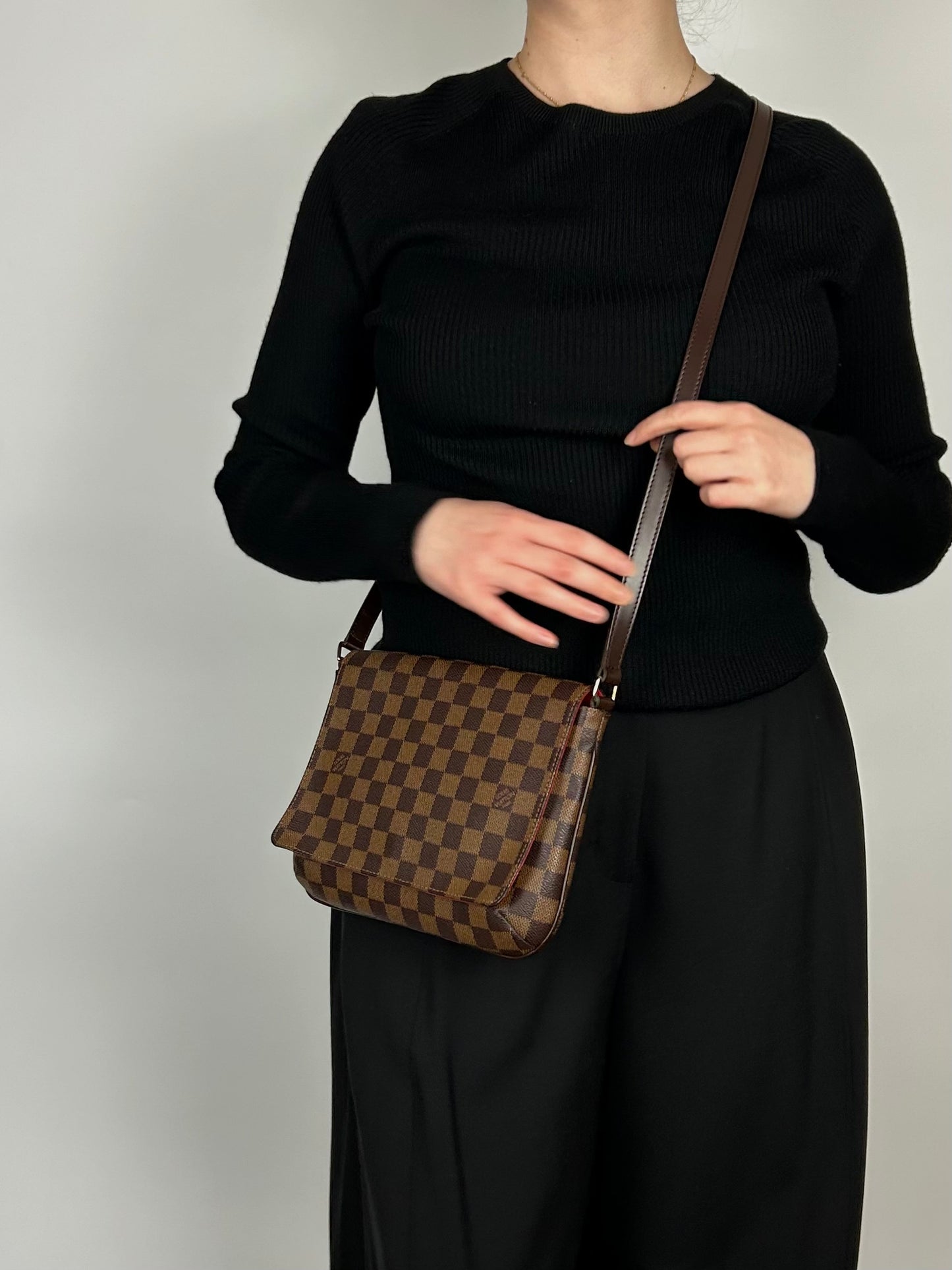 Louis Vuitton Damier Ebene Musette Cross Body Bag 2006