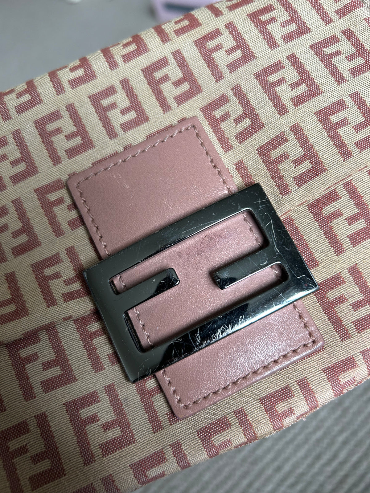 Pre-owned Fendi Zucchino Mini Baguette Bag