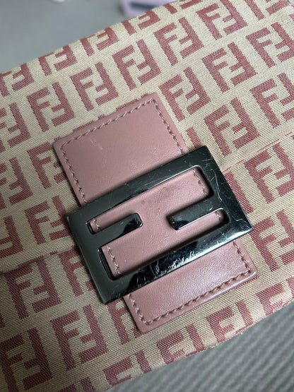 Pre-owned Fendi Zucchino Mini Baguette Bag
