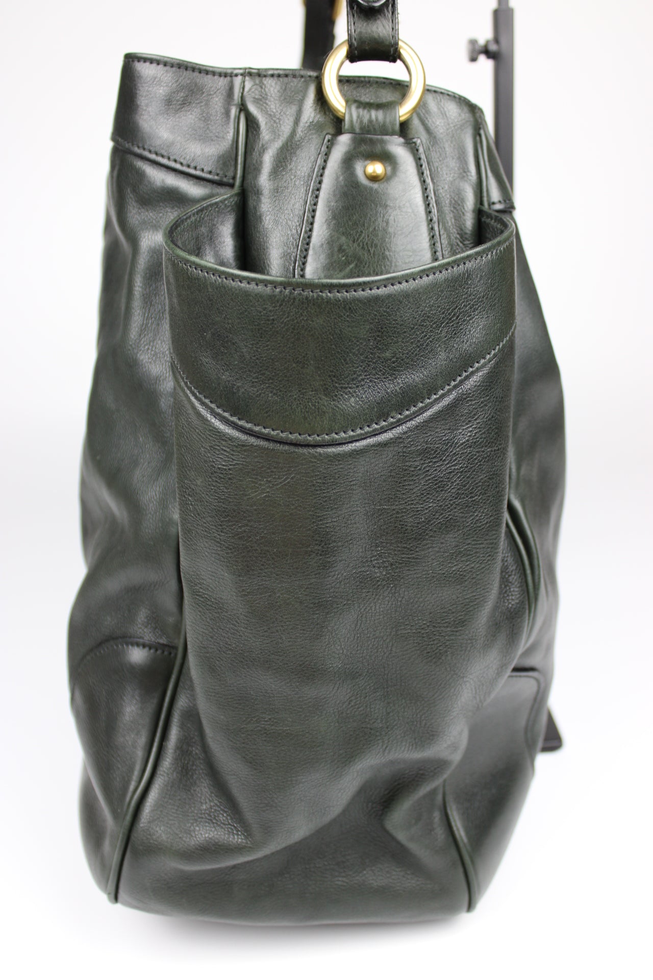 Prada Glacé Calfskin Leather Dark Green Hobo Bag 2007