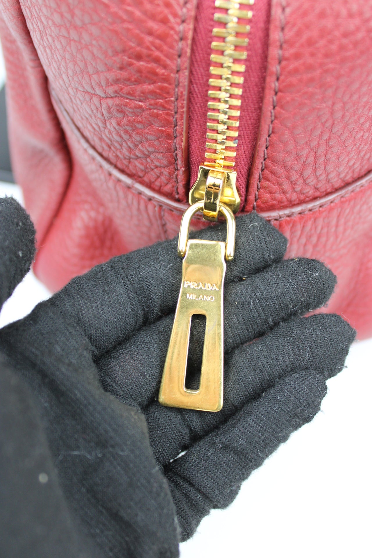 Prada Vit Daino Bauletto Leather Bag